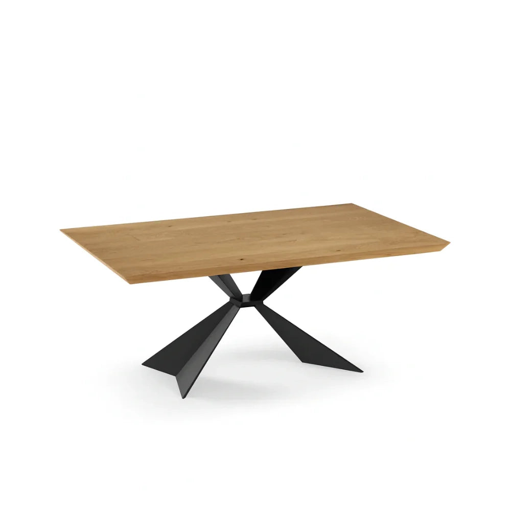 Tavolo da pranzo fisso in legno impiallacciato rovere naturale Taurus 200x100 cm fino a 10 posti Made in Italy | Duzzle
