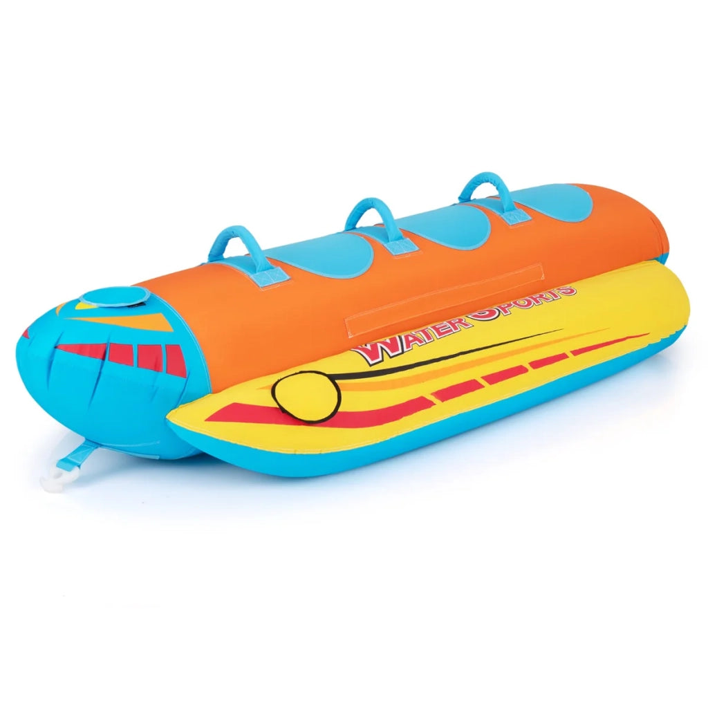 Banana boat gonfiabile per 3 passeggeri 252 x 108 x 51 cm facile da trainare tema nautico PVC rosso e giallo 20_0020660