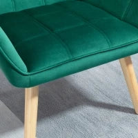 Poltroncina Stile Nordico in Legno ed Effetto Velluto Verde per Soggiorno o Ufficio, 67x61.5x71cm