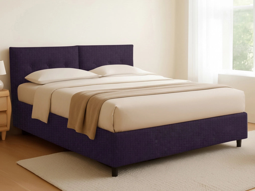 Leeds, Letto Piazza e Mezza Sfoderabile Made in Italy, Viola