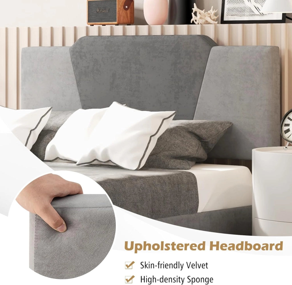 Telaio per letto con testiera imbottita, base per materasso in legno a doghe di legno, struttura per letto moderno, per camera degli ospiti, camera da letto, facile montaggio, 140 x 200 cm
