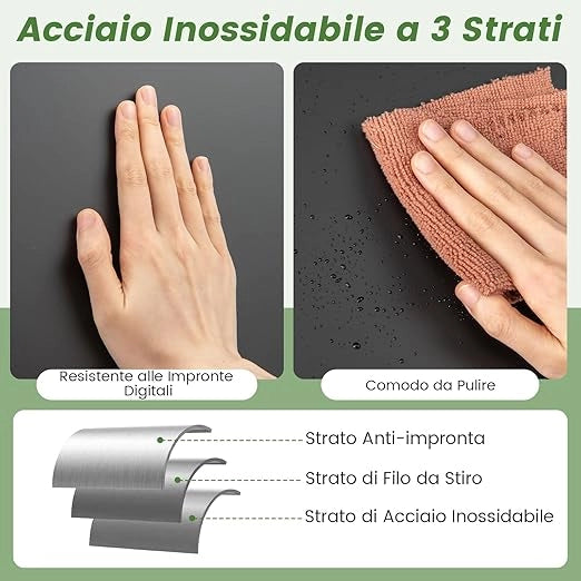56L Pattumiera in Acciaio Inossidabile, Cestino della Spazzatura con Sensore di Movimento e 2 Contenitori Interni Rimovibili, Coperchio a Chiusura Lenta per Cucina Soggiorno Ufficio (Nero)