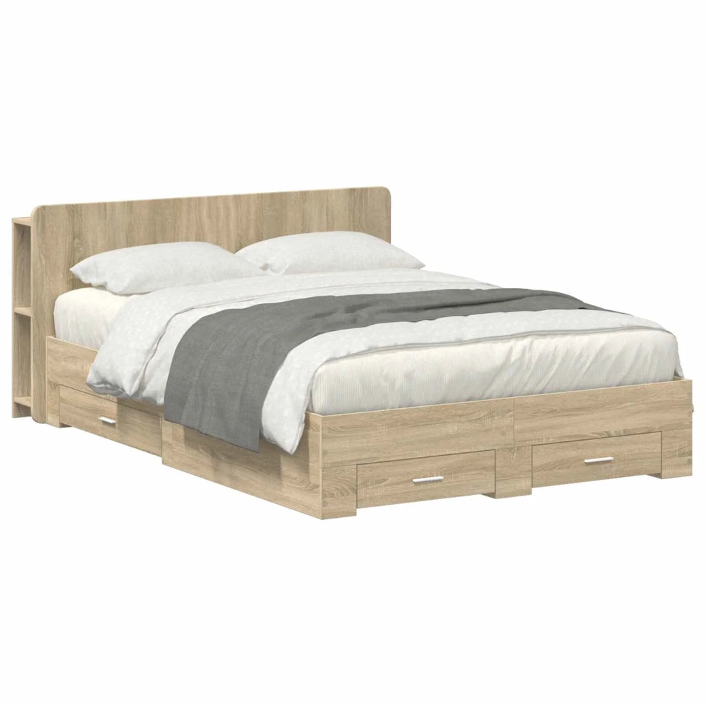 Telaio del letto con storage Rovere Sonoma 150 x 200 cm