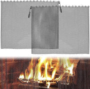 Mantello da camino a gas a due elementi con catena ornamentale e schermo metallico e resistente al calore (61 x 53 cm).