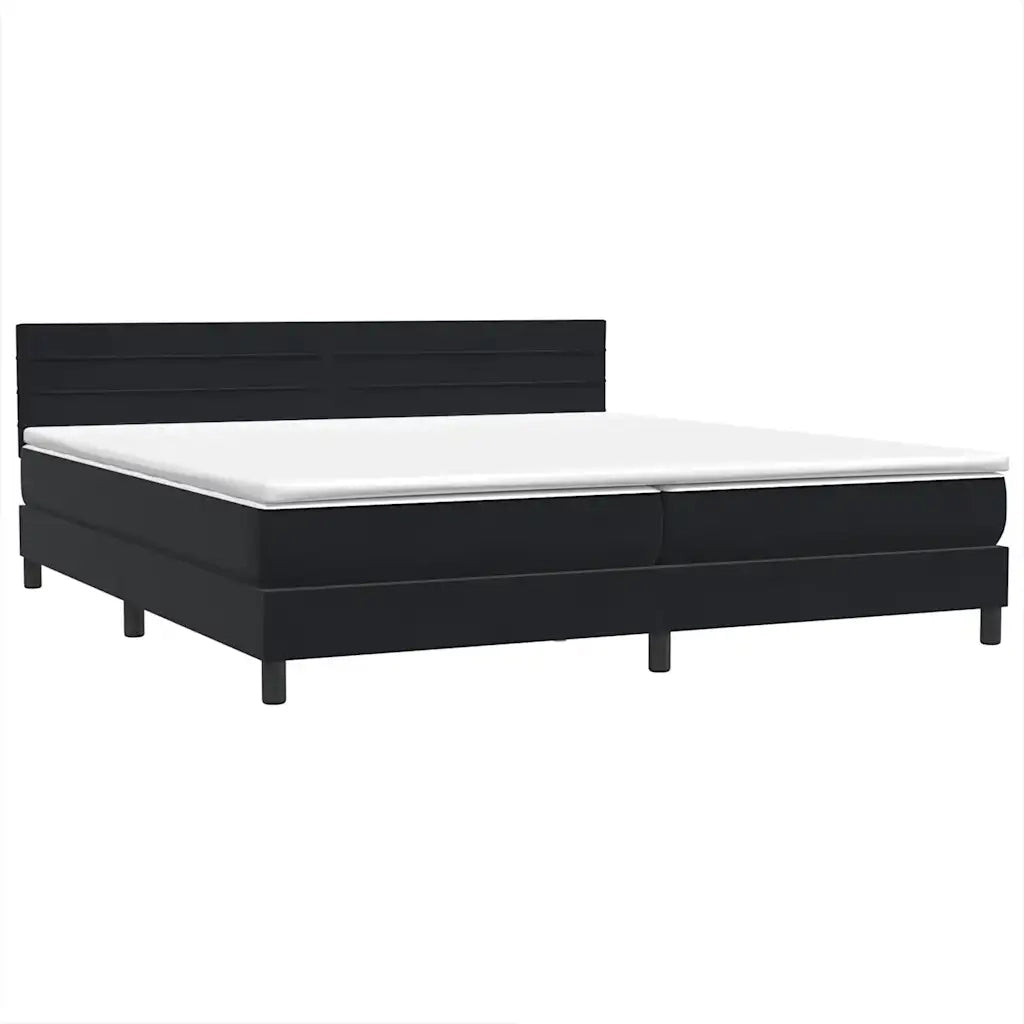 Letto a Molle con Materasso e LED Nero 200x220 cm in Velluto 3317045