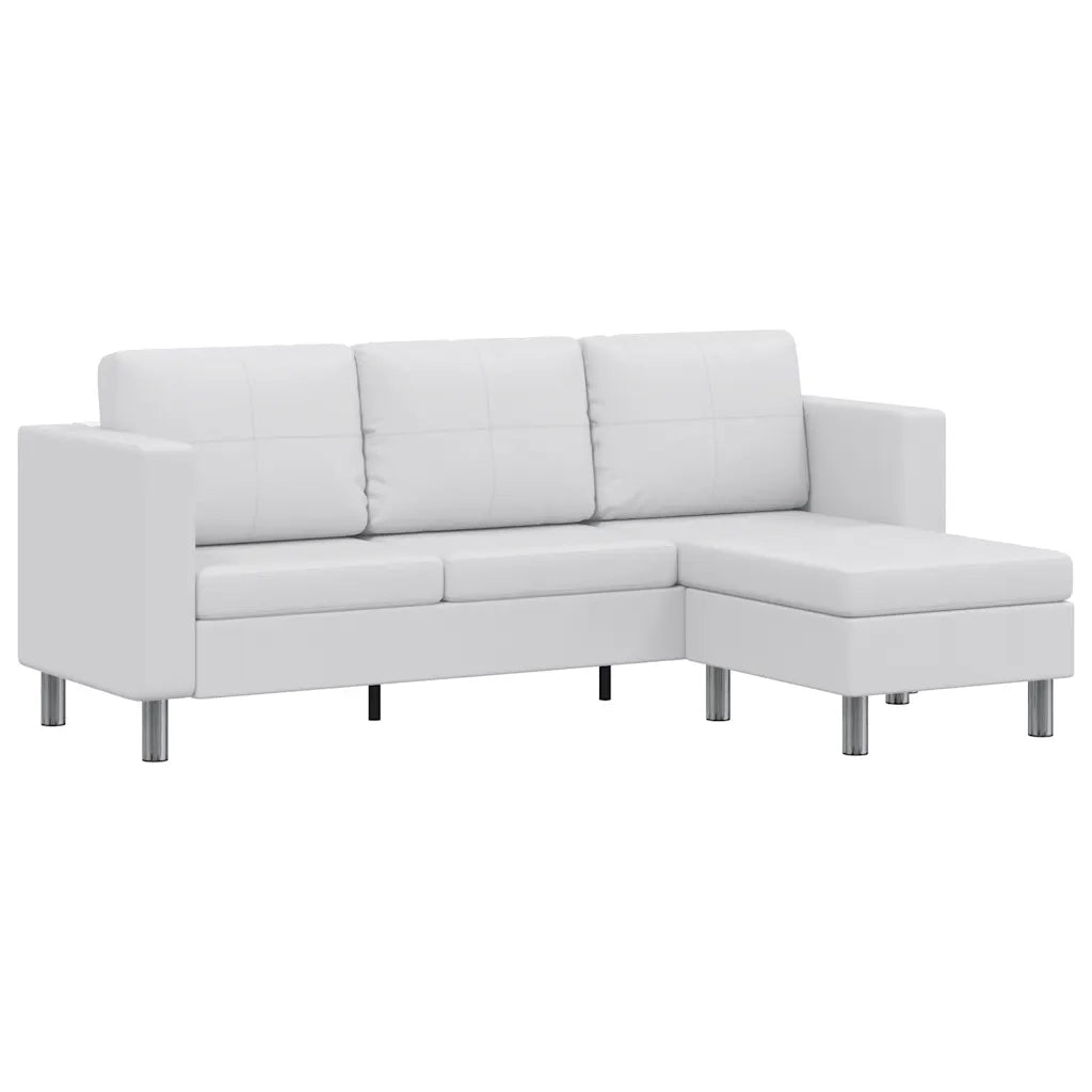 Divano Componibile a 3 Posti in Pelle Artificiale Bianca  cod mxl 13831