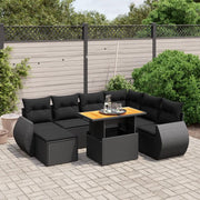 Set Divani da Giardino con Cuscini 8 pz Nero in Polyrattan 3275827
