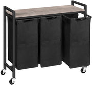 Waschiera 3 vaschette, con cassettiera e carrello, 3 x 39,8 l, con pannelli in Oxford stoffa, colore greige nero EBG38XY01G1