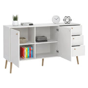 Credenza Erina, Buffet da soggiorno, Madia da salotto, Dispensa da cucina, 147x39 h82 cm, Bianco