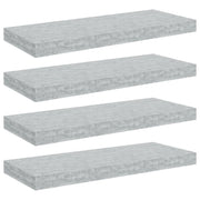 4 pz Scaffali a Parete | Ripiano a parete | Mensole a Parete Grigio Cemento 60x23,5x3,8 cm in MDF