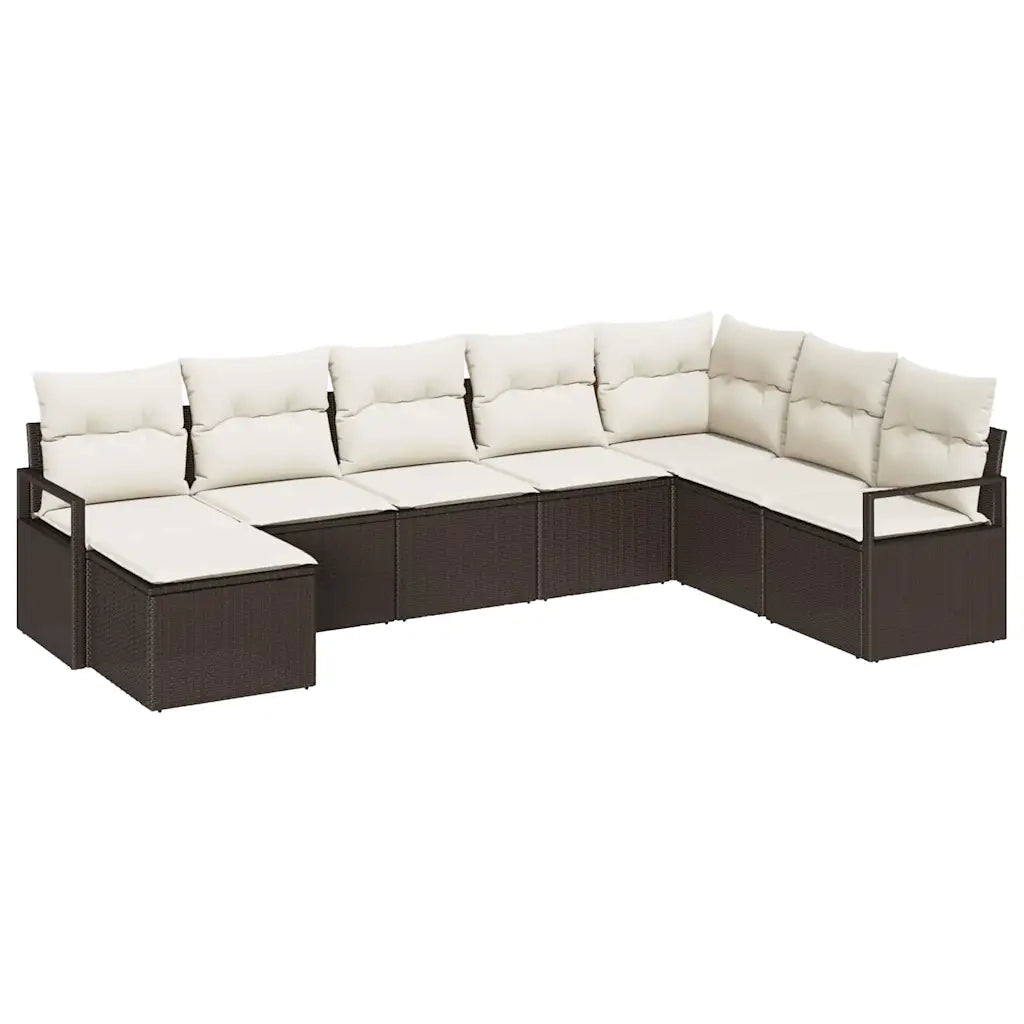 Set di divani con cuscino 8 pcs Marrone e Crema polyrattan 3355167