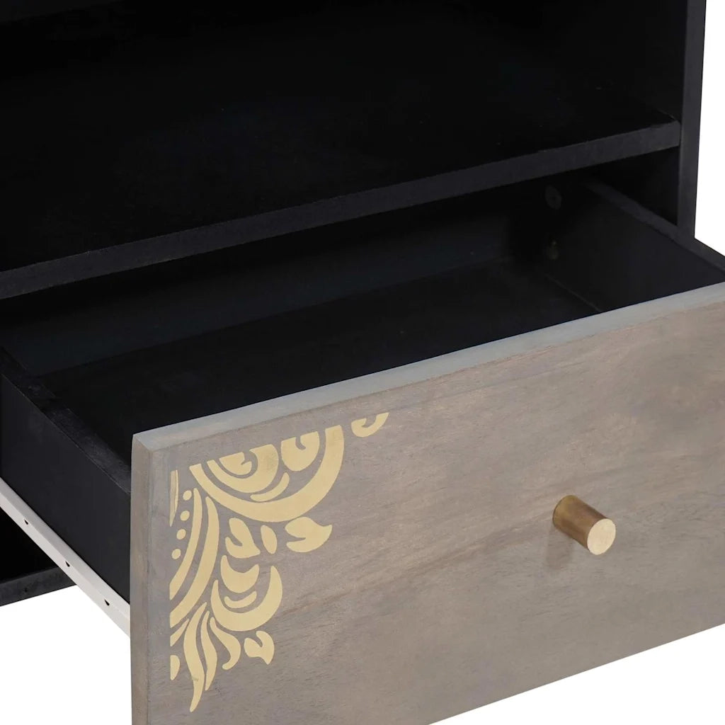 Mobile TV-Credenza TV-Console TV Grigio 80 x 33 x 46 cm Legno di mango massello 106091