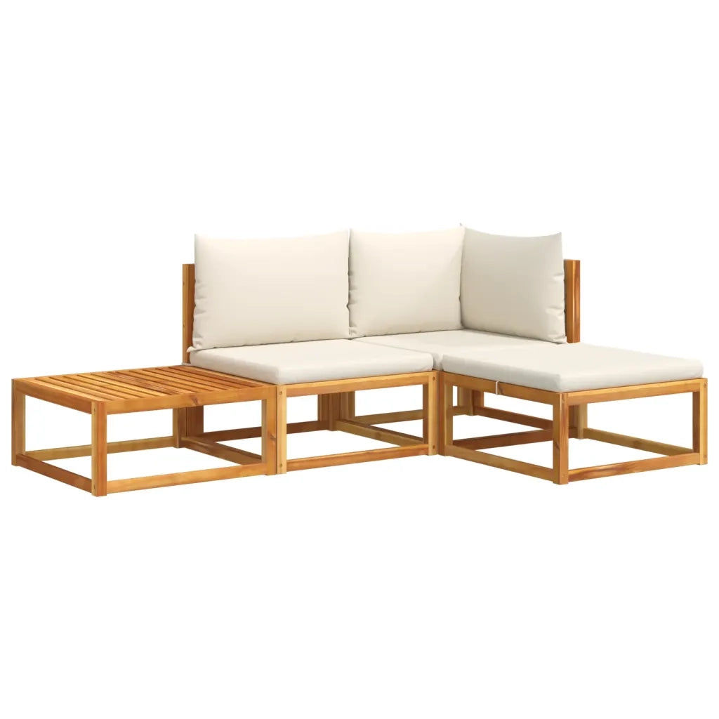 Set di divani da giardino 4 pezzi con cuscini in legno di acacia e rattan 3278916