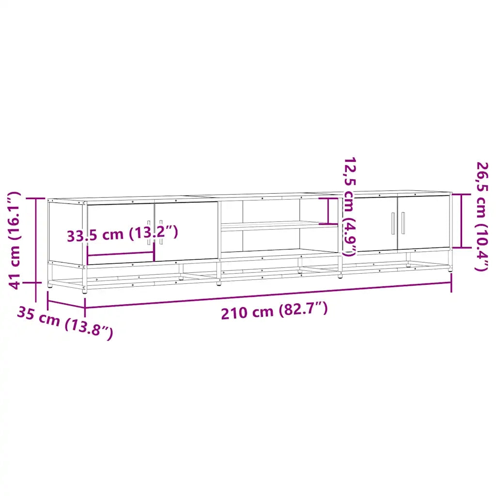 Mobile per TV Rovere Sonoma 210x35x41 cm in Truciolato 3300781