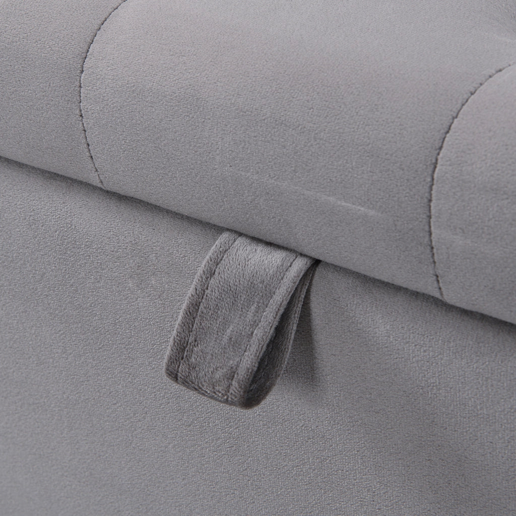 Panca Contenitore in Velluto con Vano; Panchina Imbottita da Camera e Fondo Letto; Grigio 138 x 41 x 42 cm