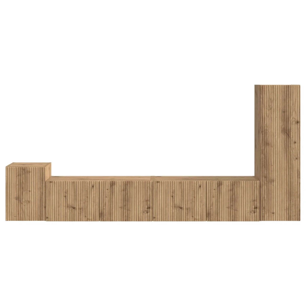 Set mobile TV 3 pz | Armadietto TV | Mobile Porta TV Rovere artigianale Legno multistrato