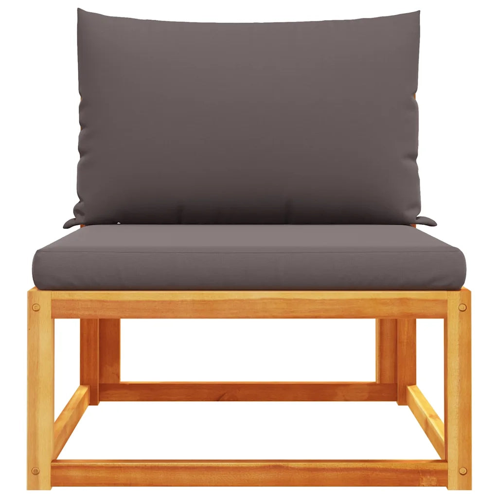 Divano da giardino senza braccioli con cuscini in legno di acacia e rattan 4008173