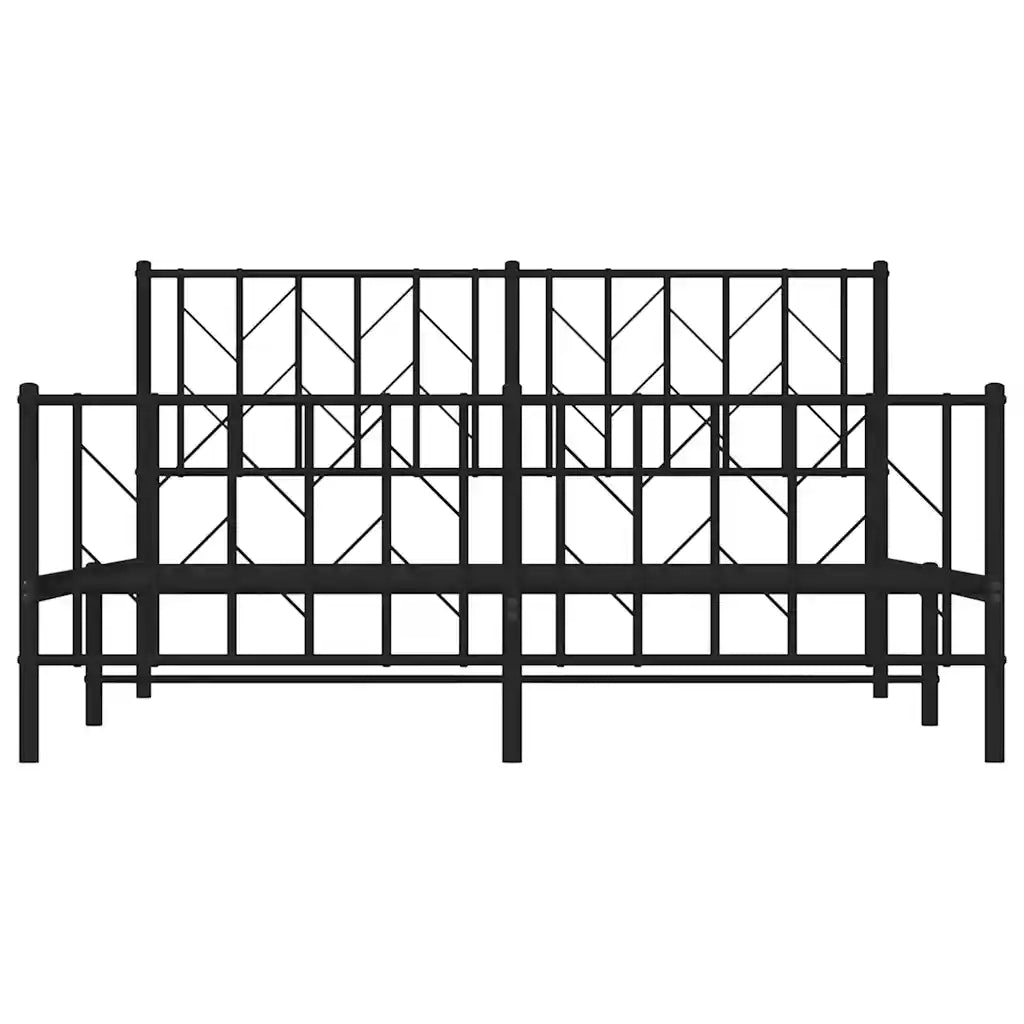 Giroletto con Testiera e Pediera Metallo Nero 150x200 cm 374457