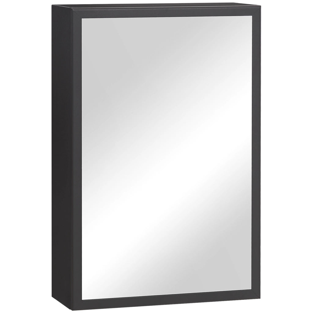 Mobile bagno pensile con specchio nero 40x15x60 cm a 3 ripiani
