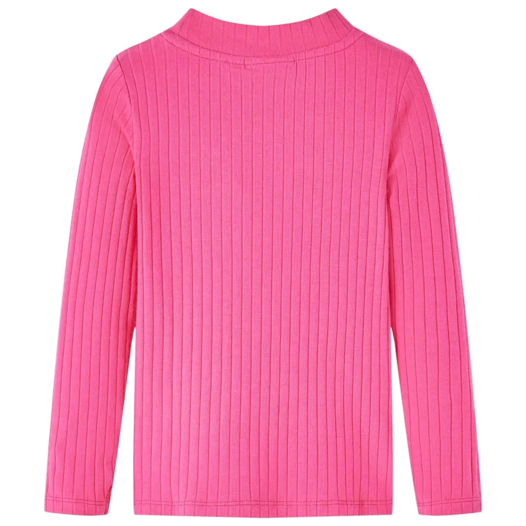 Maglietta da Bambina a Maniche Lunghe a Costine Fucsia 116 13841