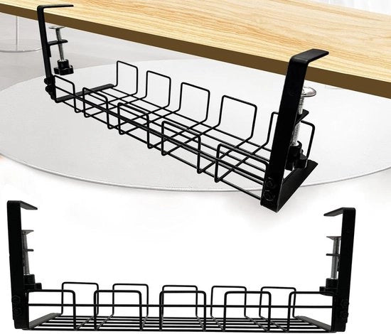 Organizzatore cavi da pavimento senza perforazione - Cassaforte cavi sottoterra - Gestione cavi 40 cm - Organizzatore cavi per la gestione dei cavi - Adattabile - Nero freddo - Set da 2