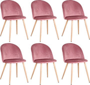 Sedie da Cucina - Set da 6 - Rosa - Tessuto Sovraccoperto - Supporti in Metallo - Cucina - Sala da Pranzo - Sedie da Giardino