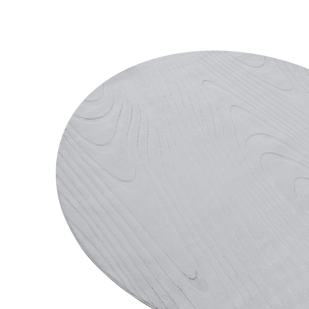 Tappeto in pelliccia sintetica di coniglio grigio chiaro in poliestere, 160 cm rotondo morbido, a pelo lungo, motivo geometrico