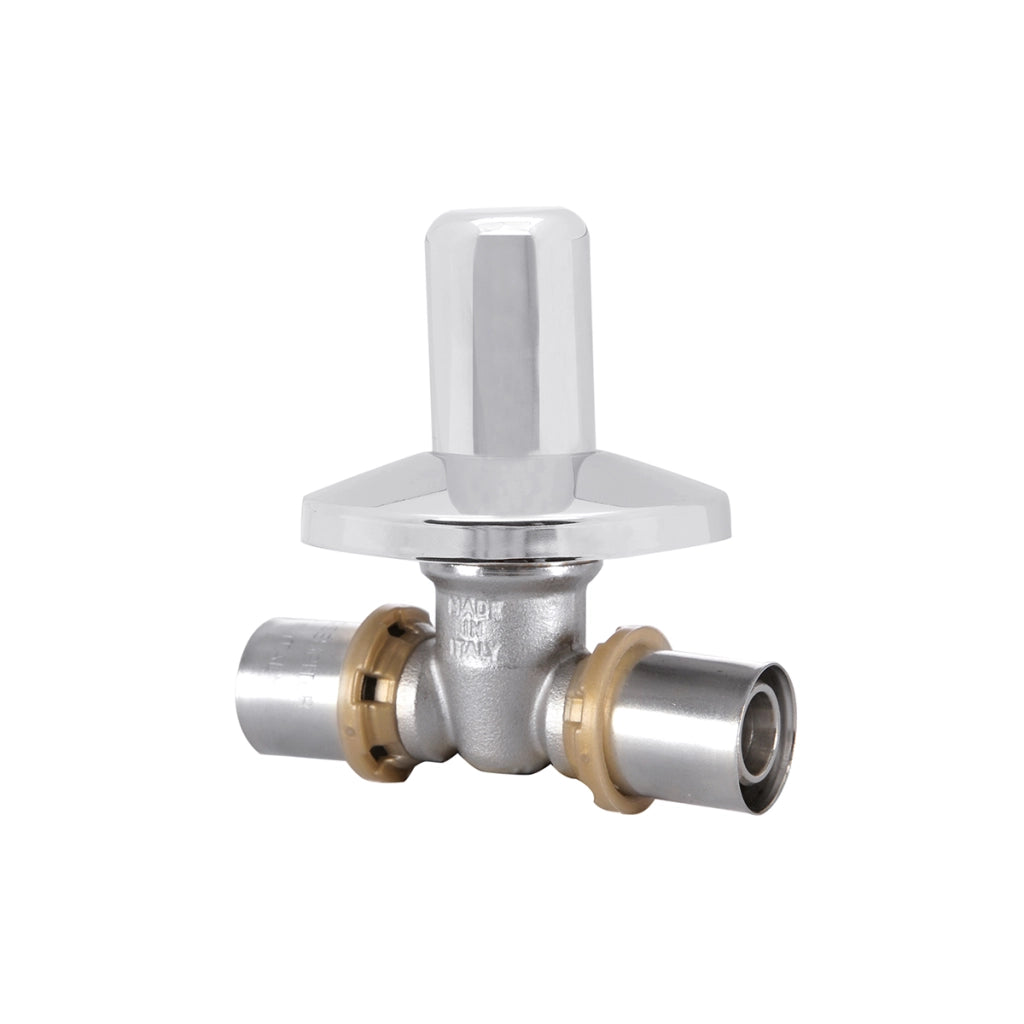 Valvola sfera da incasso per tubo multistrato a pressare con cappuccio cromato modello sempiter  ?16 con cappuccio cromato  Icma  s.p.a.