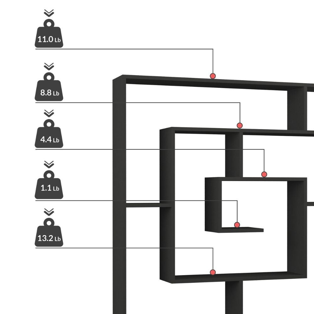 Libreria Moderna 129x125x22 cm in MDF Labirent Light Mocha