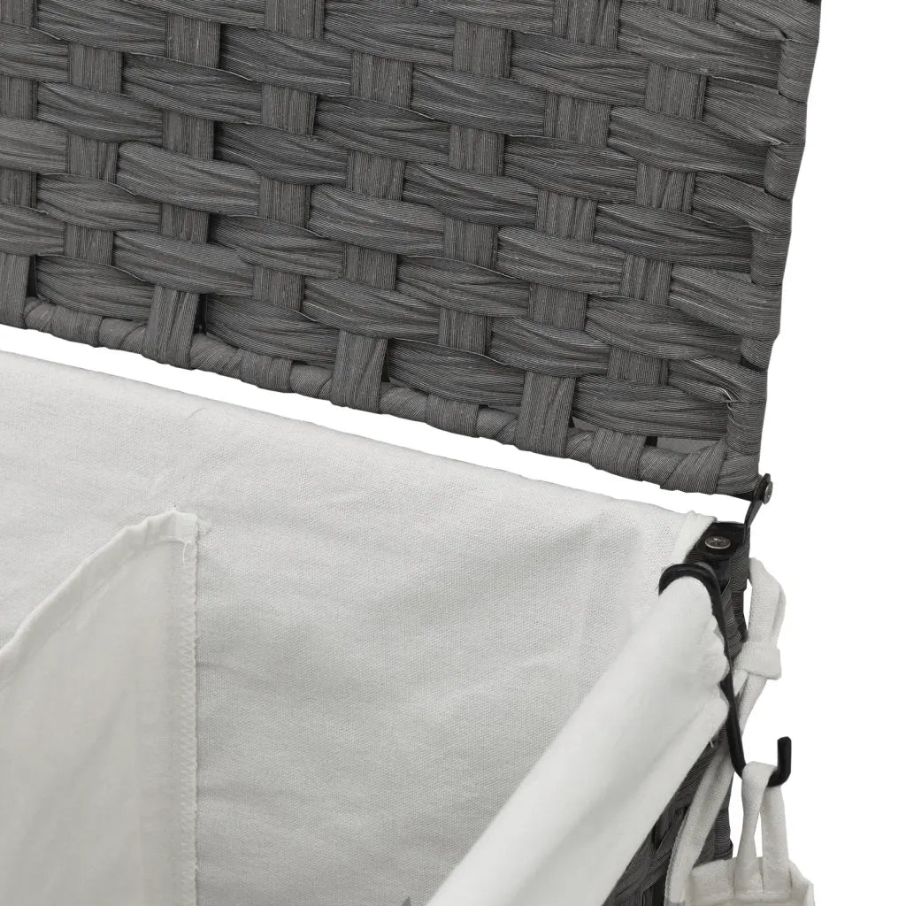 Cesto Portabiancheria con Ruote Grigio 60x35x60,5 cm Rattan 372041