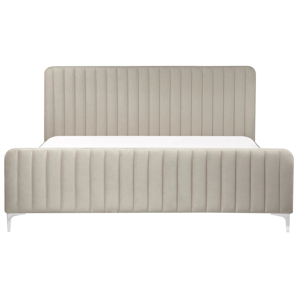 Letto in velluto grigio 180 x 200 cm trapuntato testiera gambe in metallo design moderno