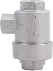 Vitello di scarico in alluminio - 1/4" BSPT vite di avvitamento - valvola di ventilazione - flusso unidirezionale - regolazione di pressione 0-10 kgf/cm² - dimensioni compatte 56x42x33 mm