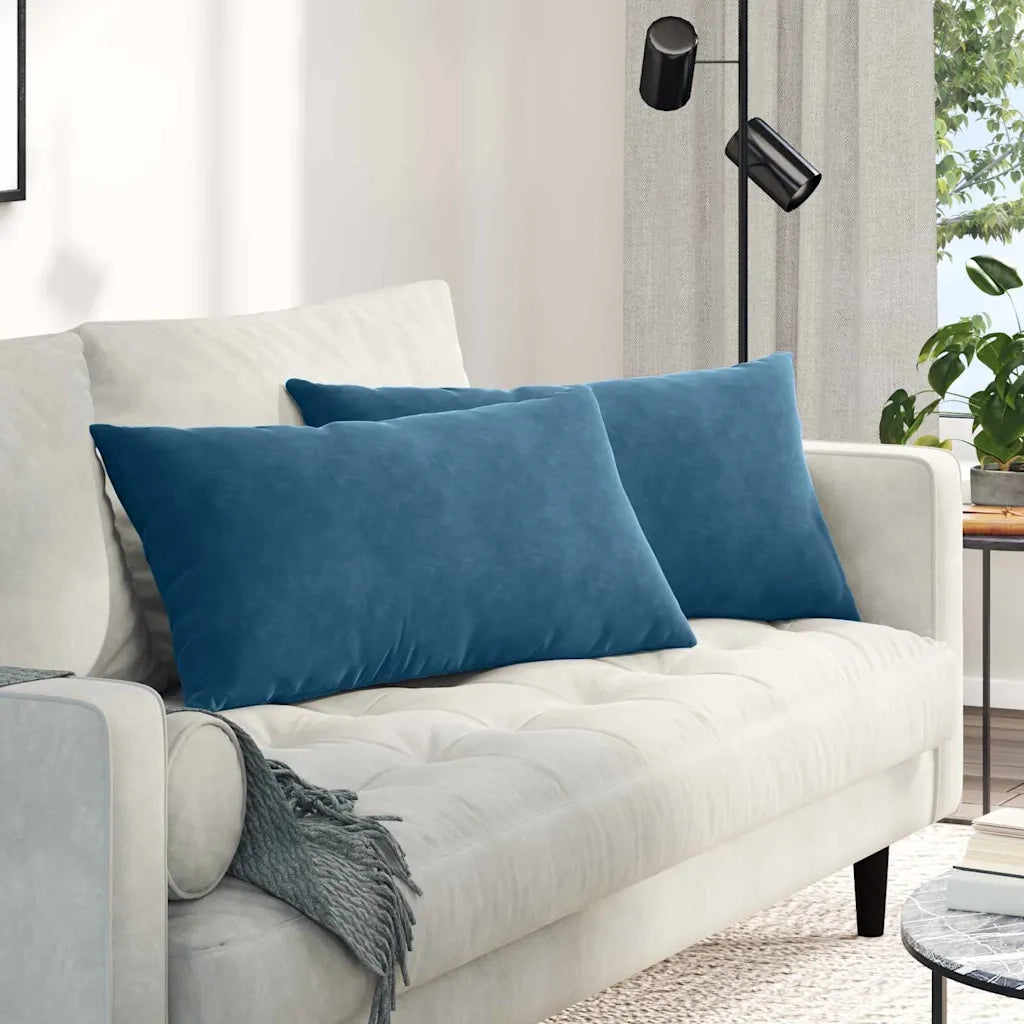 Cuscini da Divano 2 pz | Cuscini per sedie Blu 80 x 40 cm Tessuto in Cords