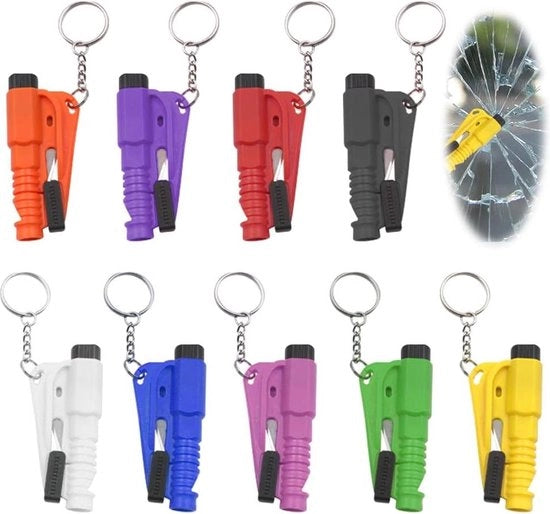 Kit di emergenza per auto - taglia cintura - mini portachiavi di sicurezza - scheggia vetro - aiuto in emergenza - Multicolore Uno