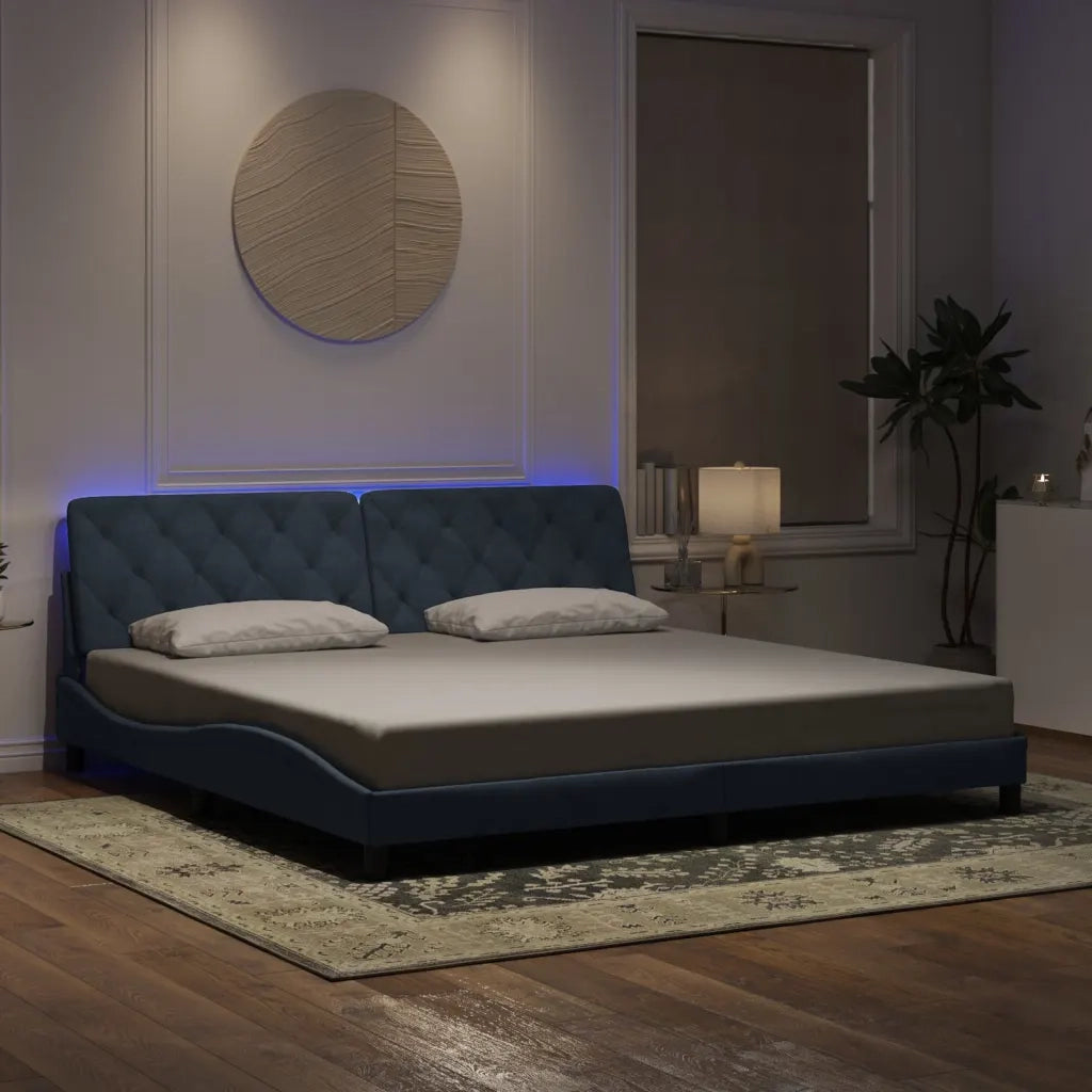 Giroletto con LED senza Materasso-Struttura Letto Grigio Scuro 200x200 cm in Velluto