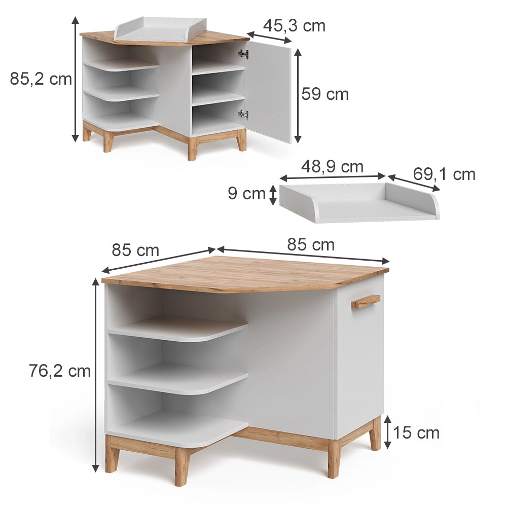 Vitalispa Fasciatoio Bianco/Artisan 85 x 85.2 cm con porta