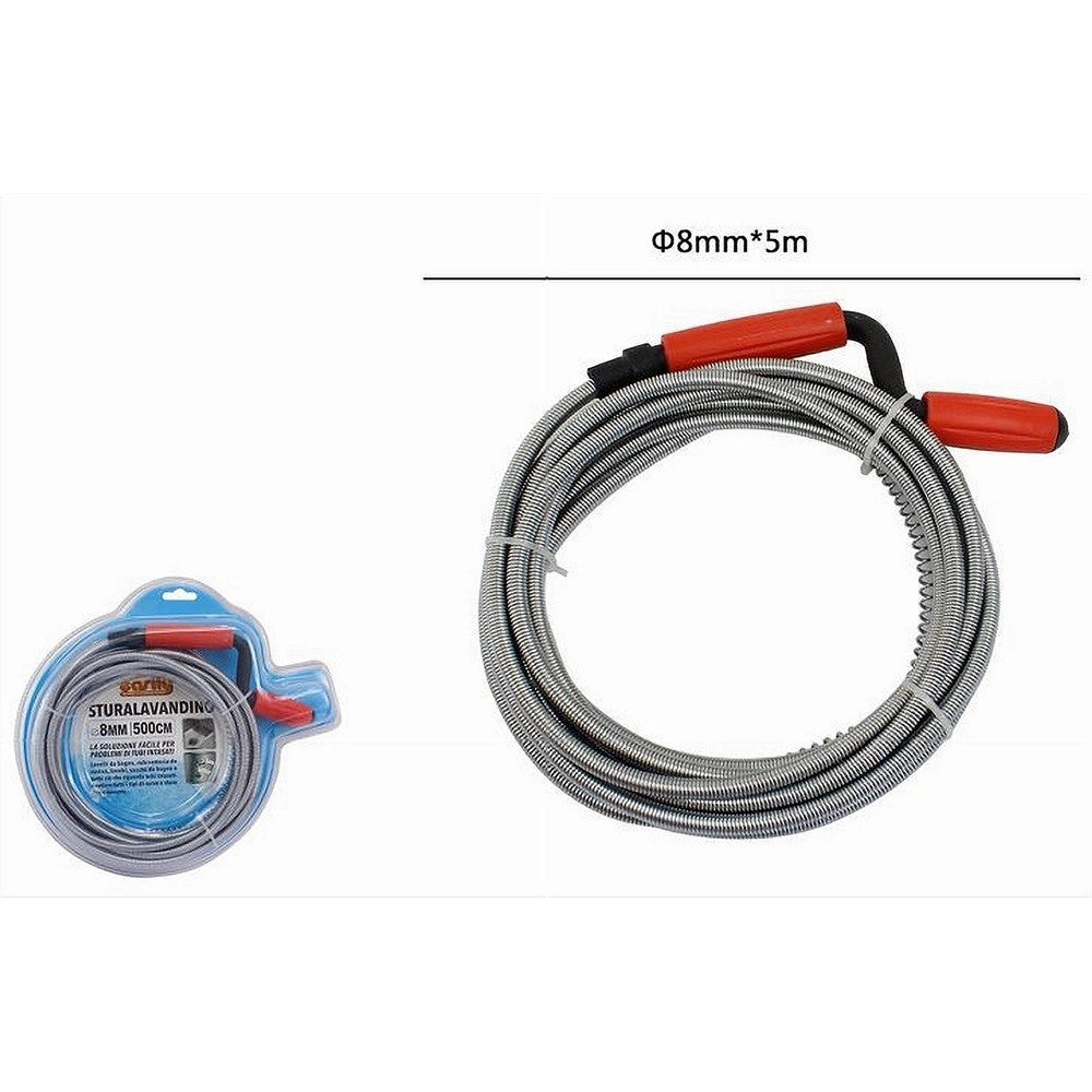 Trade Shop - Sturalavandino Molla Sturatubi Scarichi Spirale Per Disintasare Tubi 5 Mt 59948 -