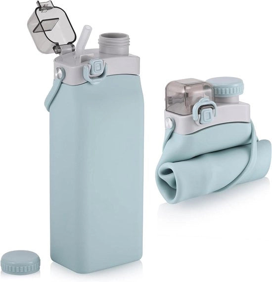 Ottimale Colla Waterfles 600 ml con Rietje - Resistente al Calore e Lekvrij - Blu - Per Esterno, Corsa e Campeggio