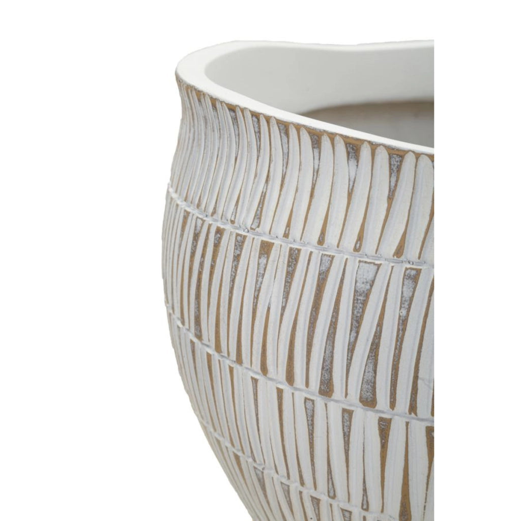 Vaso Decorativo VKH669, Bianco, Poliresina, 30,5x30,5x24,5 cm