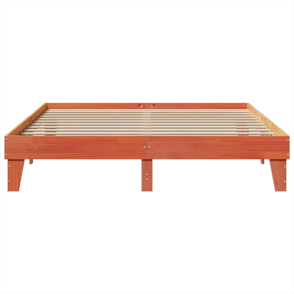 Letto senza Materasso Marrone Cera 200x200 cm in Legno di Pino 855345