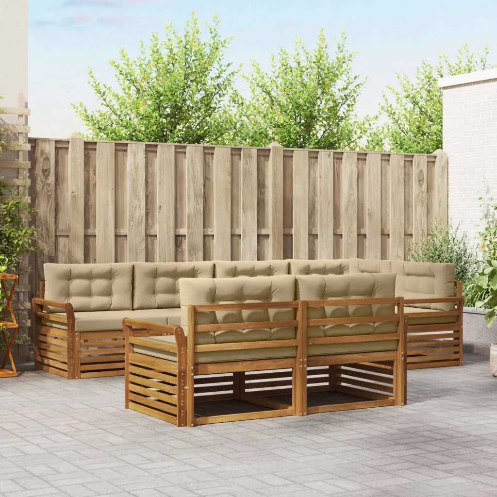 Set di divani da esterno con cuscino 7 pcs Naturale e Beige