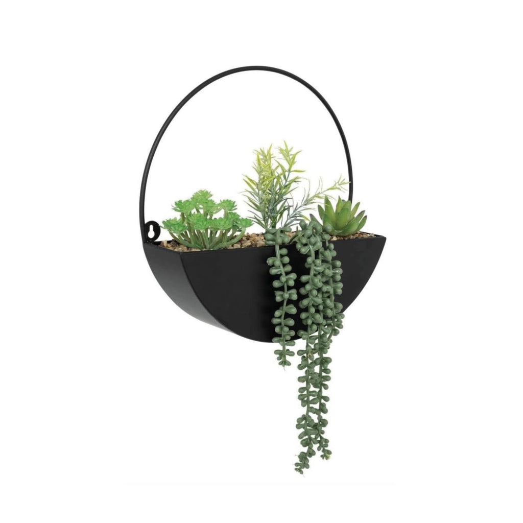Pianta artificiale sospesa "imy" con vaso in metallo nero h 41 cm