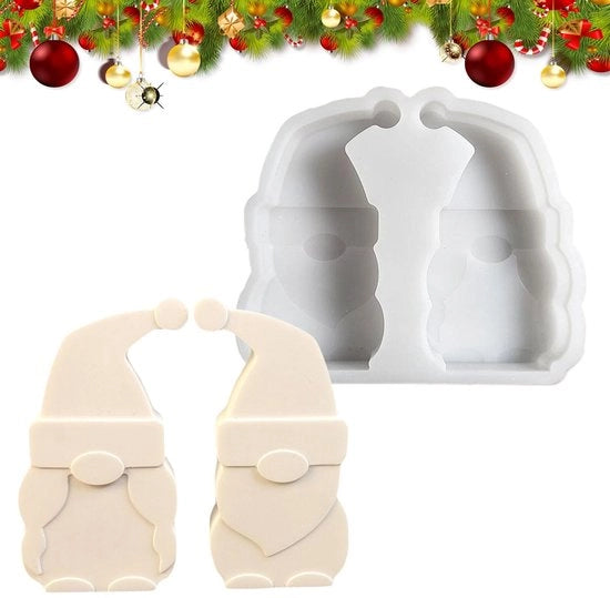 Forma di gesso in silicone - Figura di Babbo Natale - Modelli di gesso - Forme di silicone - Decorazione - Idea di regalo - Silicone di alta qualità - 12,5 x 10,6 x 2,2 cm - Modelli di gesso