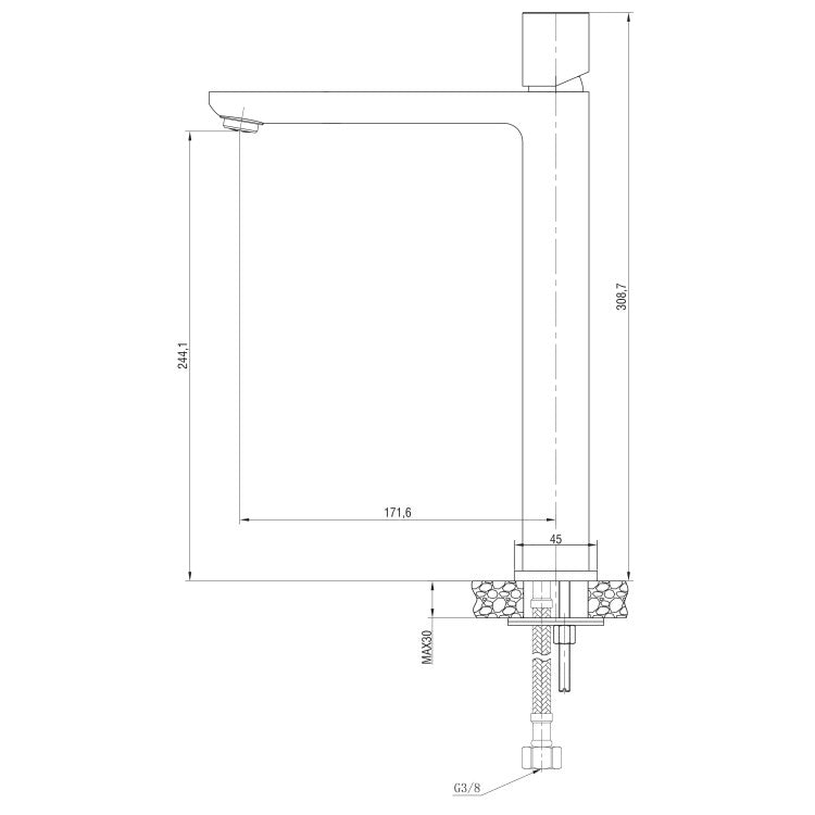 MISCELATORE LAVABO ALTO CROMO LOTUS.