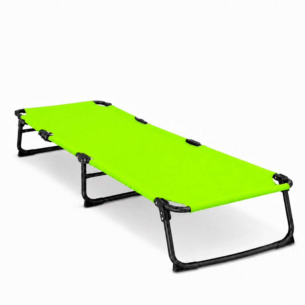 Lettino Sdraio Pieghevole Prendisole Con Schienale Reclinabile Regolabile Telaio In Metallo Nero Per Mare Piscina Giardino 187 x 53 x 24 Cm Verde Fluo
