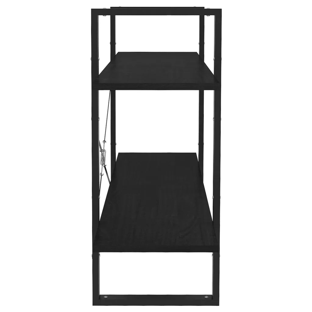 Libreria a 2 Ripiani Nera 100x30x70 cm in Massello di Pino 806476