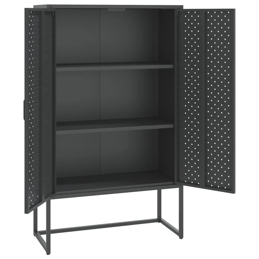 Credenza Alta Antracite 80x35x135 cm in Acciaio
