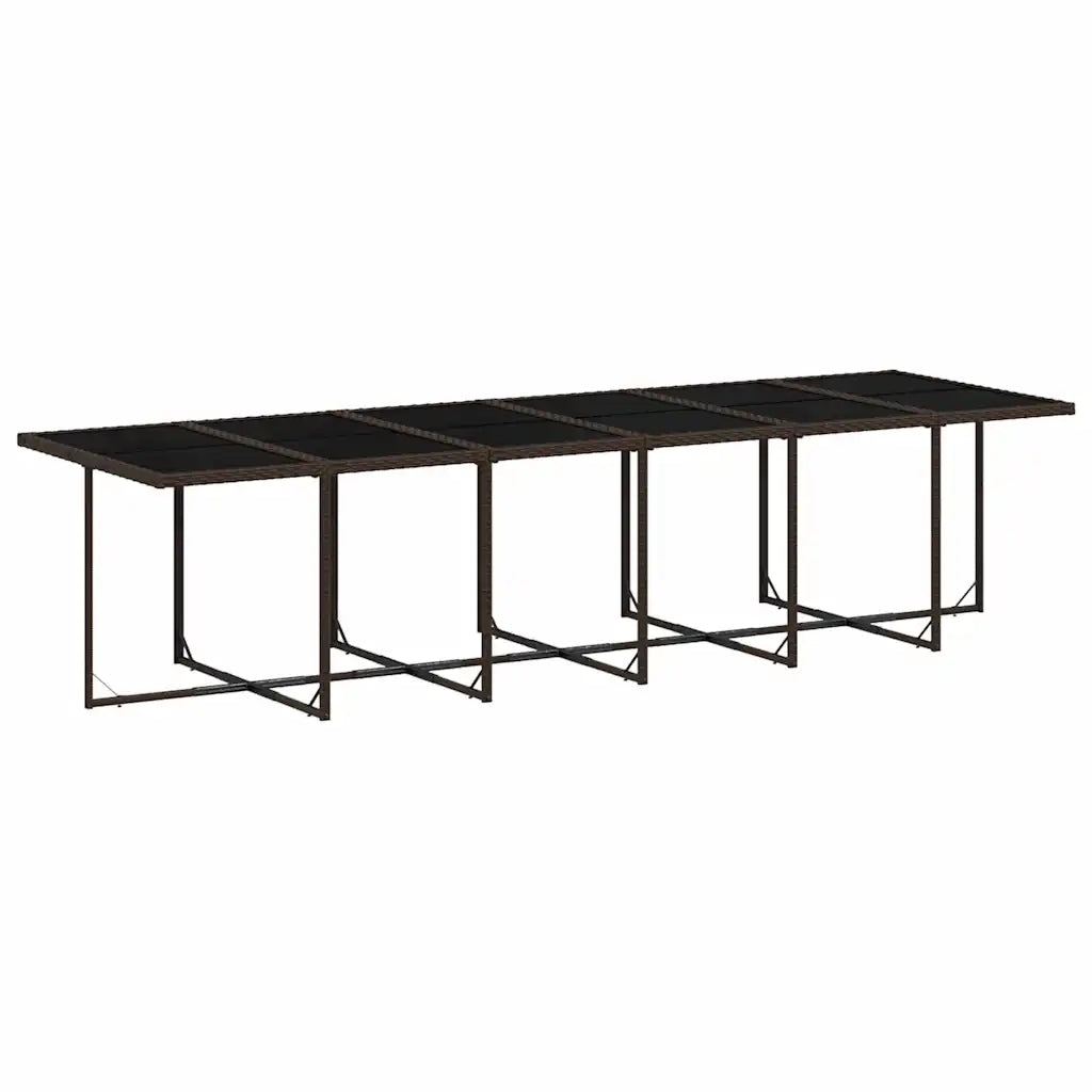 Set da Pranzo da Giardino 13pz con Cuscini Marrone Polyrattan 3210945
