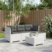 Divano da giardino 4 posti con cuscini aspetto rattan PP Bianco 3443951