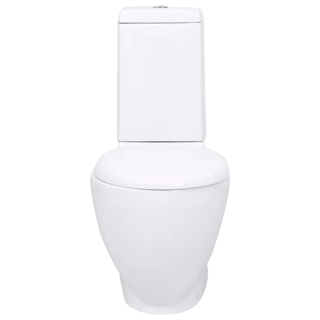 WC rotondo in ceramica con doppio scarico e base bianca 02_0003560
